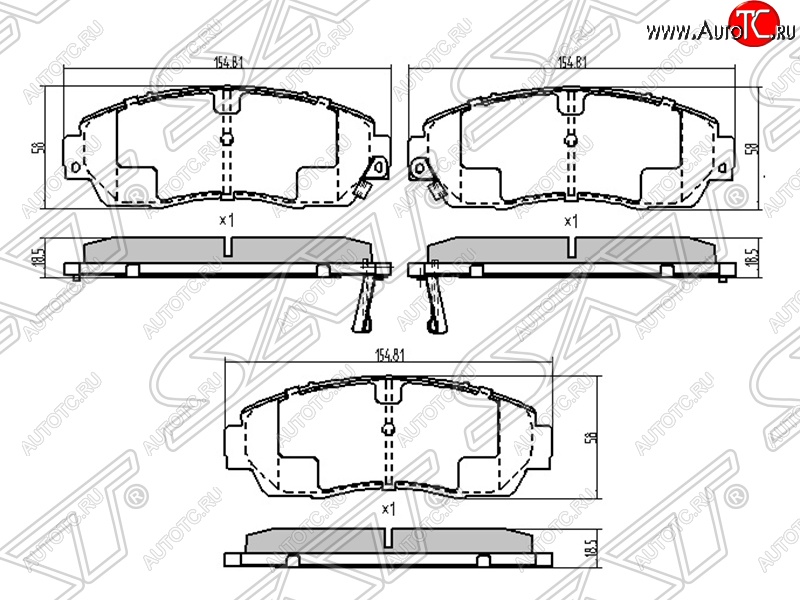 1 499 р. Колодки тормозные передние SAT Honda CR-V RE1,RE2,RE3,RE4,RE5,RE7 рестайлинг (2009-2012)  с доставкой в г. Екатеринбург