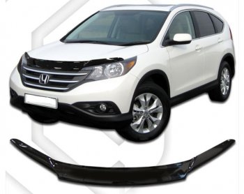 1 759 р. Дефлектор капота CA-Plastic  Honda CR-V  RM1,RM3,RM4 (2012-2015) дорестайлинг (Classic черный, Без надписи)  с доставкой в г. Екатеринбург. Увеличить фотографию 1