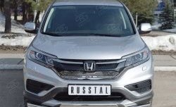 2 899 р. Защитная решётка радиатора (рестайлинг) Russtal (нержавейка) Honda CR-V RM1,RM3,RM4 дорестайлинг (2012-2015) (Неокрашенная)  с доставкой в г. Екатеринбург. Увеличить фотографию 1