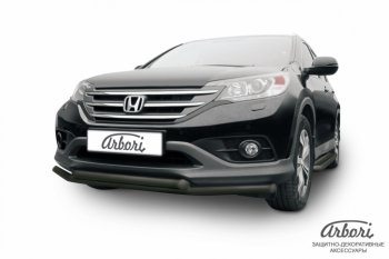 9 989 р. Защита переднего бампера Arbori (черная, 2 трубы d57 и 57 mm) Honda CR-V RM1,RM3,RM4 дорестайлинг (2012-2015)  с доставкой в г. Екатеринбург. Увеличить фотографию 1