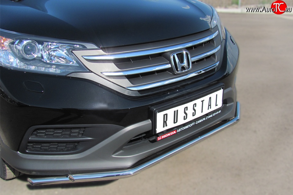 13 999 р. Защита переднего бампера (2 трубыØ42 мм, нержавейка) Russtal Honda CR-V RM1,RM3,RM4 дорестайлинг (2012-2015)  с доставкой в г. Екатеринбург