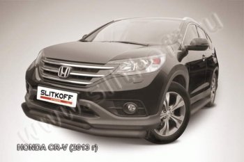 12 599 р. Защита переднего бампера из труб d76+d57 Slitkoff (двойная) Honda CR-V RM1,RM3,RM4 дорестайлинг (2012-2015) (Цвет: серебристый)  с доставкой в г. Екатеринбург. Увеличить фотографию 1