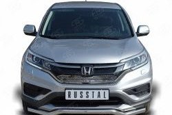 Защита переднего бампера (Ø63 мм волна, нержавейка, 2.0) Russtal Honda CR-V RM1,RM3,RM4 дорестайлинг (2012-2015)