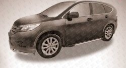 11 299 р. Алюминиевые пороги Slitkoff Luxe Black Honda CR-V RM1,RM3,RM4 дорестайлинг (2012-2015)  с доставкой в г. Екатеринбург. Увеличить фотографию 2