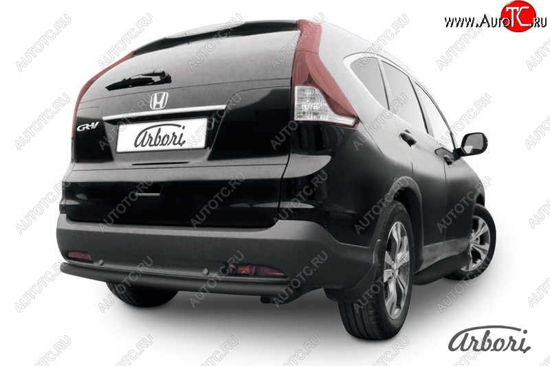 7 019 р. Защита заднего бампера Arbori (черная, 1 труба d57 mm). Honda CR-V RM1,RM3,RM4 дорестайлинг (2012-2015)  с доставкой в г. Екатеринбург