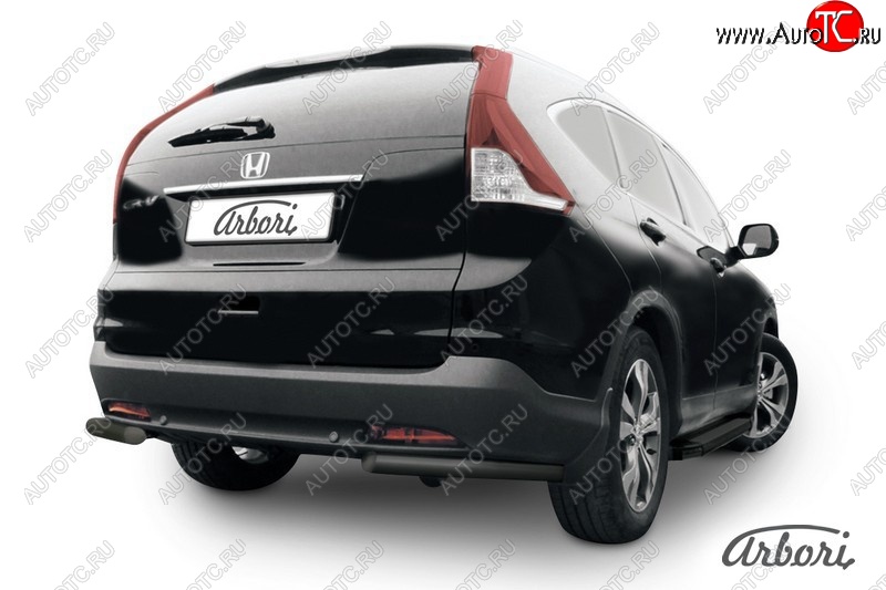 5 399 р. Защита заднего бампера Arbori (уголки, черная, 1 труба d57 mm). Honda CR-V RM1,RM3,RM4 дорестайлинг (2012-2015)  с доставкой в г. Екатеринбург