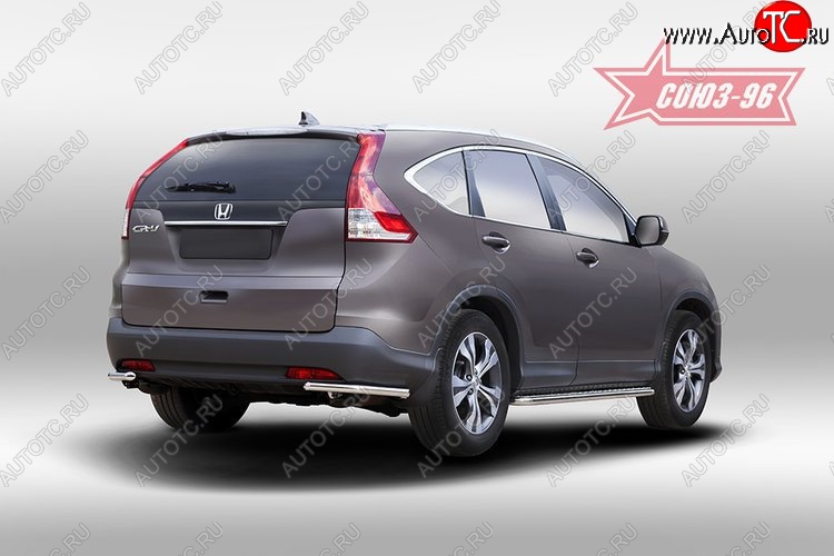 8 189 р. Защита заднего бампера из боковых уголков Souz-96 (d42) Honda CR-V RM1,RM3,RM4 дорестайлинг (2012-2015)  с доставкой в г. Екатеринбург