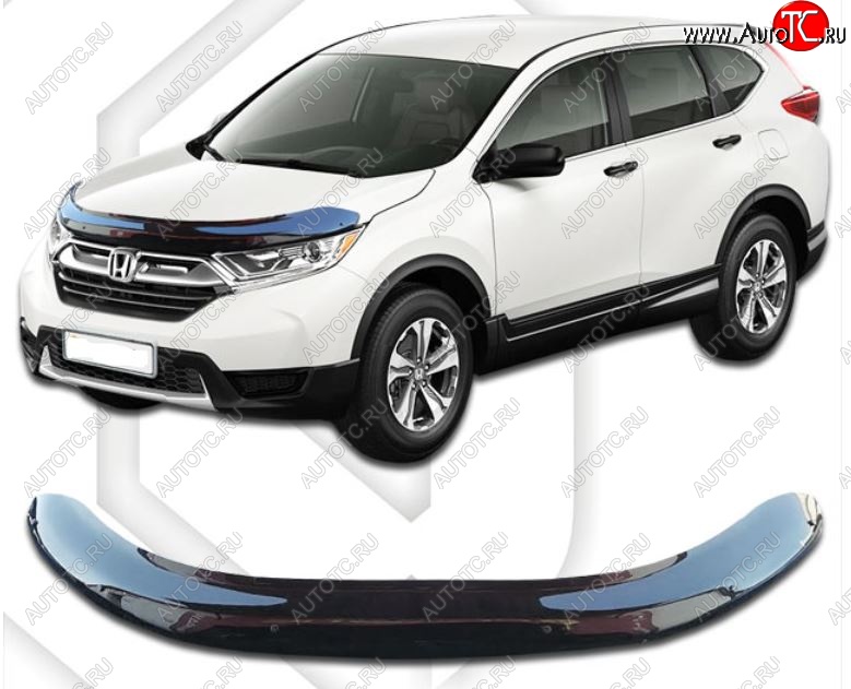 1 999 р. Дефлектор капота RW CA-Plastic  Honda CR-V  RW,RT (2016-2022) дорестайлинг, рестайлинг (Classic черный, Без надписи)  с доставкой в г. Екатеринбург