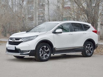 Защита переднего бампера (2 трубыØ42 мм, нержавейка) SLITKOFF Honda CR-V RW,RT дорестайлинг (2016-2020)