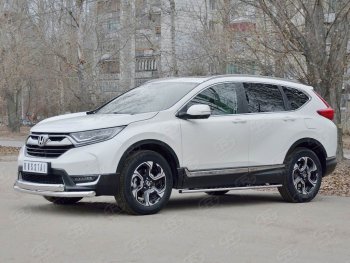 14 699 р. Защита переднего бампера (2 трубыØ63 и 75х42 мм, нержавейка) Russtal Honda CR-V RW,RT дорестайлинг (2016-2020)  с доставкой в г. Екатеринбург. Увеличить фотографию 3