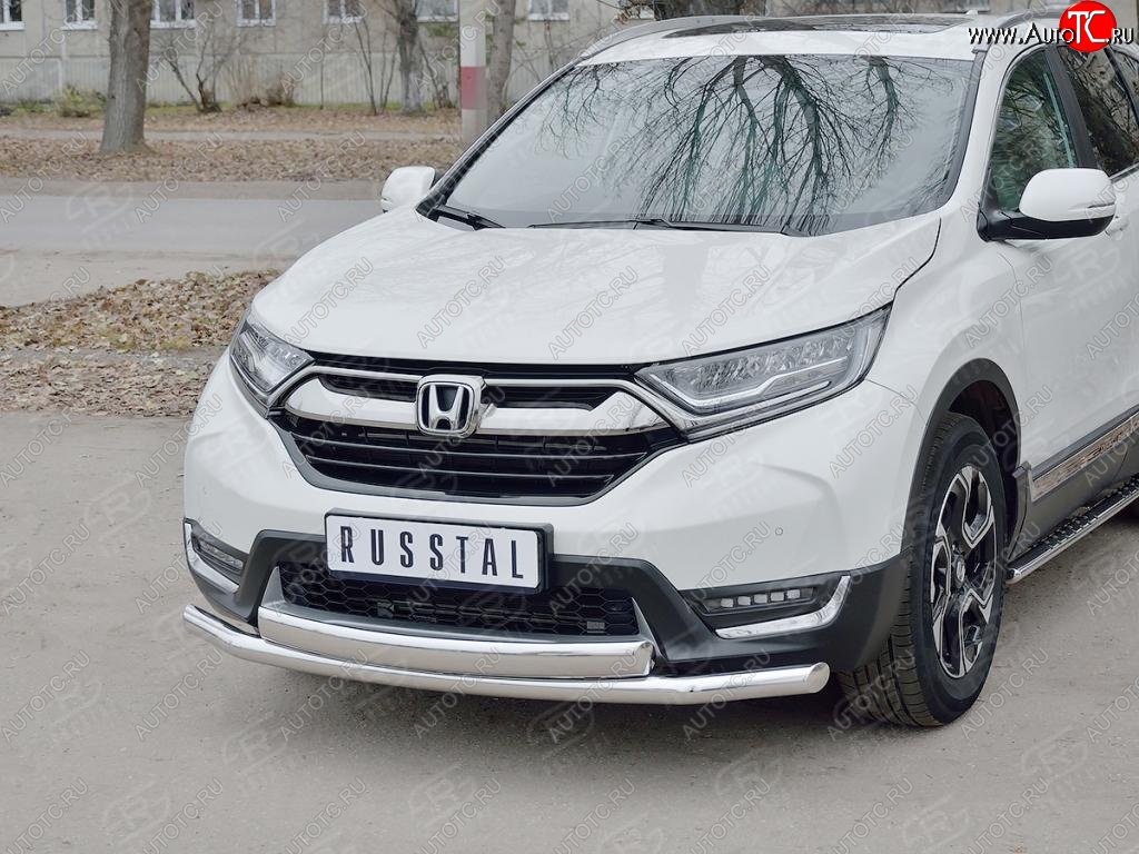 14 699 р. Защита переднего бампера (2 трубыØ63 и 75х42 мм, нержавейка) Russtal Honda CR-V RW,RT дорестайлинг (2016-2020)  с доставкой в г. Екатеринбург