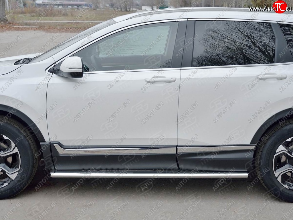 30 649 р. Защита порогов Russtal из овальной трубы d120х60 с проступью Russtal Honda CR-V RW,RT дорестайлинг (2016-2020)  с доставкой в г. Екатеринбург