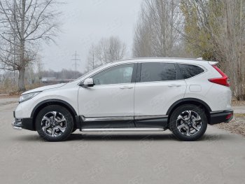 Широкая защита порогов из трубы d63 мм SLITKOFF v1 Honda CR-V RW,RT дорестайлинг (2016-2020)