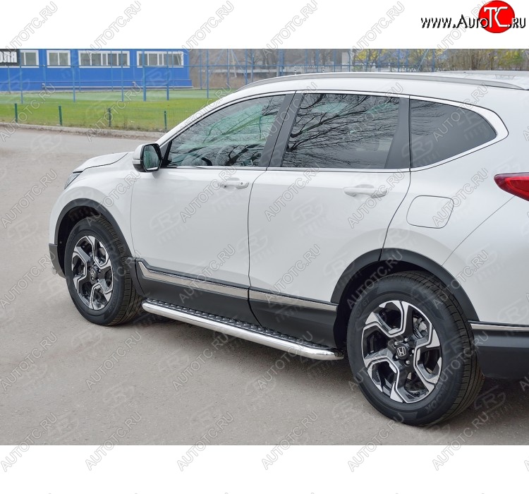 26 749 р. Широкая защита порогов из трубы диаметром 63 мм SLITKOFF v2 Honda CR-V RW,RT дорестайлинг (2016-2020)  с доставкой в г. Екатеринбург