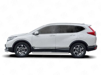 Защита порогов из круглой трубы диаметром 63 мм SLITKOFF v3 Honda CR-V RW,RT дорестайлинг (2016-2020)