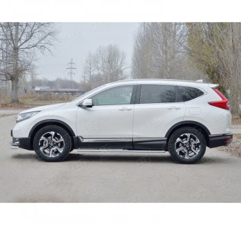 21 749 р. Защита порогов Russtal из овальной трубы d75х42 с проступью Russtal Honda CR-V RW,RT дорестайлинг (2016-2020)  с доставкой в г. Екатеринбург. Увеличить фотографию 2