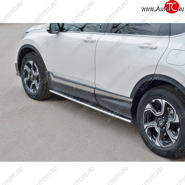 21 749 р. Защита порогов Russtal из овальной трубы d75х42 с проступью Russtal Honda CR-V RW,RT дорестайлинг (2016-2020)  с доставкой в г. Екатеринбург