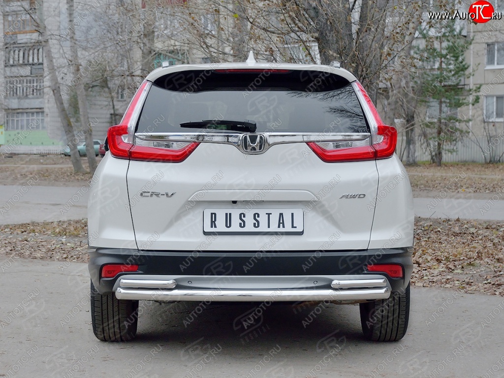 13 999 р. Защита заднего бампера (Ø63 и 42, дуги, нержавейка) Russtal Honda CR-V RW,RT дорестайлинг (2016-2020)  с доставкой в г. Екатеринбург