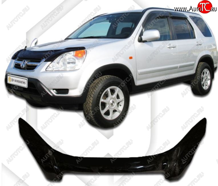 2 479 р. Дефлектор капота CA-Plastiс exclusive Honda CR-V RD4,RD5,RD6,RD7,RD9  дорестайлинг (2001-2004) (Classic черный, Без надписи)  с доставкой в г. Екатеринбург