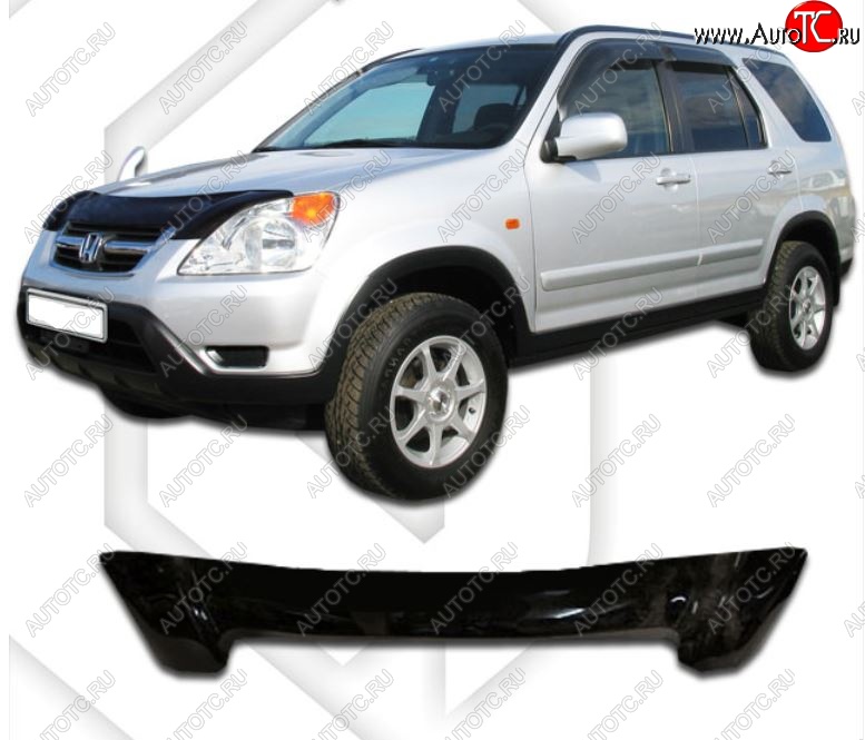 2 099 р. Дефлектор капота CA-Plastic  Honda CR-V  RD4,RD5,RD6,RD7,RD9  (2001-2006) дорестайлинг, рестайлинг (Classic черный, Без надписи)  с доставкой в г. Екатеринбург