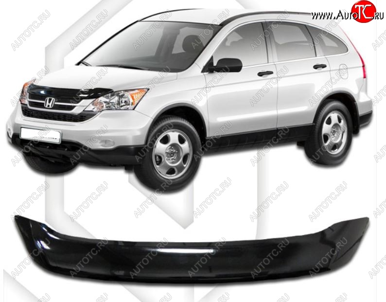 1 999 р. Дефлектор капота CA-Plastic  Honda CR-V  RE1,RE2,RE3,RE4,RE5,RE7 (2009-2012) рестайлинг (Classic черный, Без надписи)  с доставкой в г. Екатеринбург