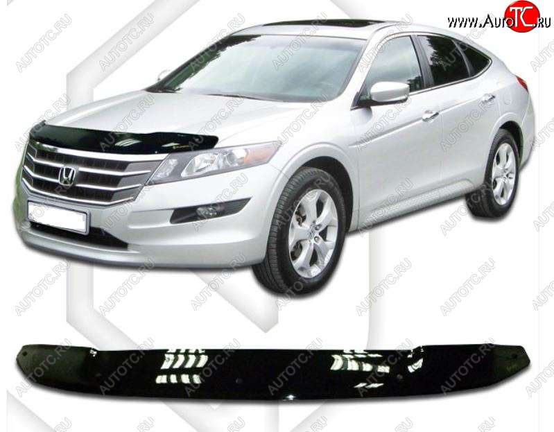 1 839 р. Дефлектор капота CA-Plastiс  Honda Crosstour  1 (2009-2016) TF дорестайлинг, TF рестайлинг (Classic черный, Без надписи)  с доставкой в г. Екатеринбург