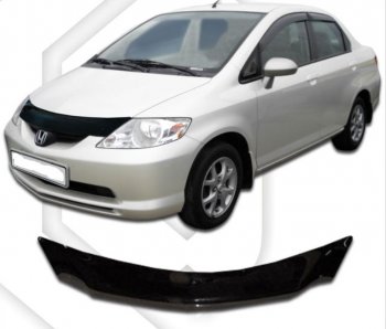 1 679 р. Дефлектор капота (D-6;7;8;9) CA-Plastic  Honda Fit Aria  GD (2002-2005) дорестайлинг седан (Classic черный, Без надписи)  с доставкой в г. Екатеринбург. Увеличить фотографию 1