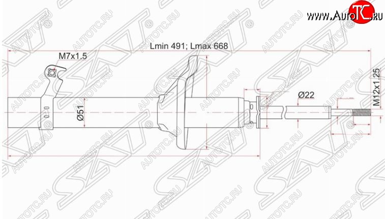 4 299 р. Левый амортизатор передний SAT  Honda HR-V ( GH1,GH2,  GH3, GH4,  GH1, GH2) (1998-2005) дорестайлинг 3 дв., дорестайлинг 5 дв., рестайлинг 3 дв., рестайлинг 5 дв.  с доставкой в г. Екатеринбург