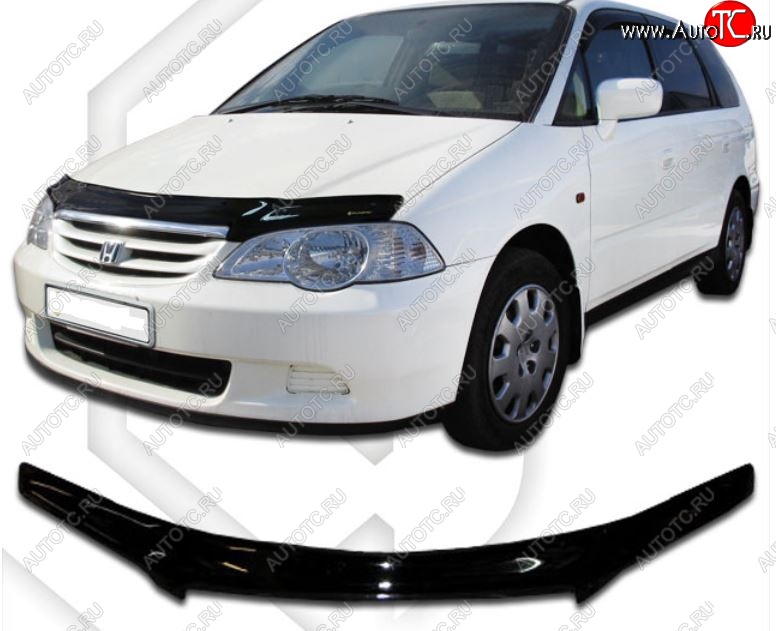 2 159 р. Дефлектор капота (RA6-RA7) CA-Plastic  Honda Odyssey  2 (1999-2003) (Classic черный, Без надписи)  с доставкой в г. Екатеринбург