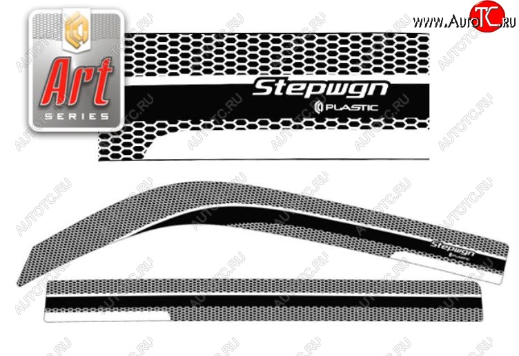 2 159 р. Дефлектора окон  StepWagon (2003-2005) RF3-RF8 CA-Plastiс  Honda StepWagon  RF3,RF4 (2003-2005) минивэн рестайлинг (Серия Art черная, Без хром.молдинга)  с доставкой в г. Екатеринбург