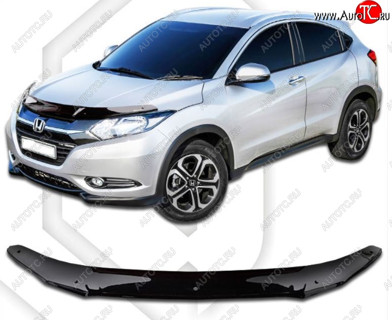 1 839 р. Дефлектор капота CA-Plastiс  Honda Vezel  RU3, RU4, RU1, RU2 (2013-2018) дорестайлинг (Classic черный, Без надписи)  с доставкой в г. Екатеринбург