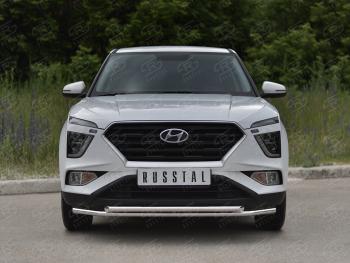 13 999 р. Защита переднего бампера (2 трубы Ø42 мм, нержавейка) Russtal Hyundai Creta SU (2020-2022)  с доставкой в г. Екатеринбург. Увеличить фотографию 1