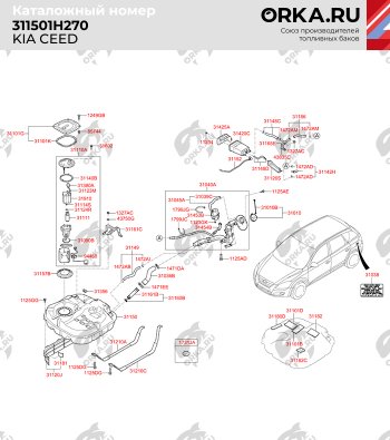 14 649 р. Бак топливный BAKPLAST (53 л., пластиковый)  Hyundai Elantra (HD,  MD,  AD), I30 (FD,  2 GD), KIA Ceed (1 ED,  2 JD)  с доставкой в г. Екатеринбург. Увеличить фотографию 2