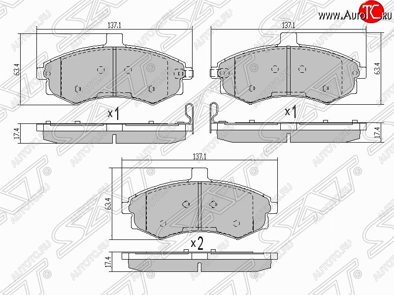 1 129 р. Колодки тормозные SAT (передние) Hyundai Elantra XD седан дорестайлинг (2000-2003)  с доставкой в г. Екатеринбург