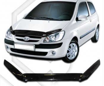 1 759 р. Дефлектор капота CA-Plastic  Hyundai Getz  TB (2005-2010) хэтчбэк 5 дв. рестайлинг (Classic черный, Без надписи)  с доставкой в г. Екатеринбург. Увеличить фотографию 1