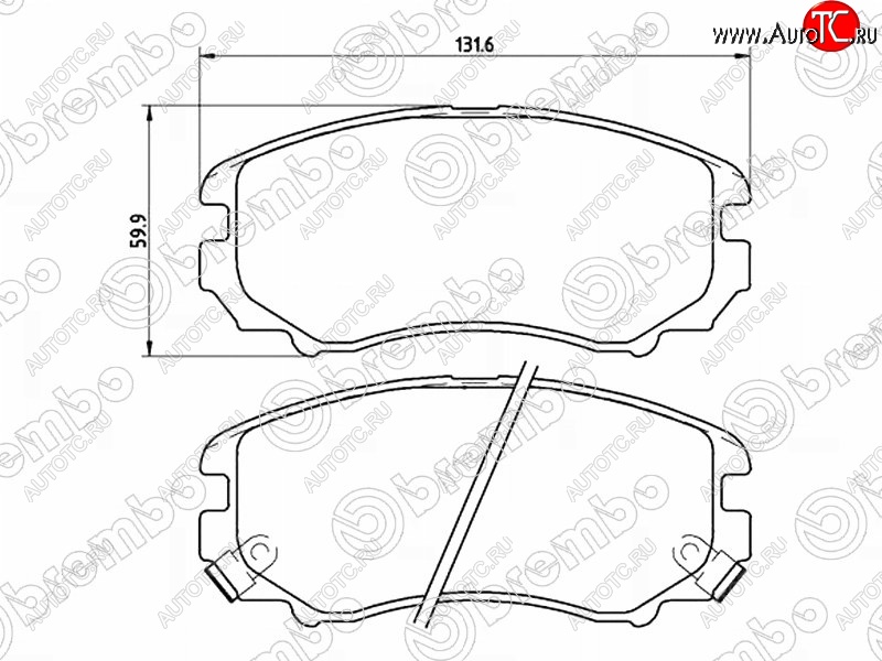 3 189 р. Комплект передних тормозных колодок BREMBO KIA Soul PS дорестайлинг (2014-2016)  с доставкой в г. Екатеринбург