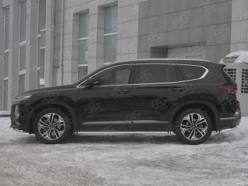 14 999 р. Защита порогов из трубы d42 SLITKOFF Hyundai Santa Fe TM дорестайлинг (2018-2021) (Вариант 1 (со скосами на торцах))  с доставкой в г. Екатеринбург. Увеличить фотографию 2