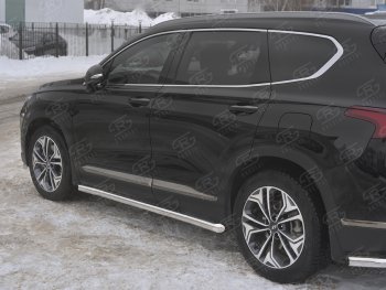 15 799 р. Пороги из трубы d63 Russtal Hyundai Santa Fe TM дорестайлинг (2018-2021) (Вариант 1 (со скосами на торцах))  с доставкой в г. Екатеринбург. Увеличить фотографию 1