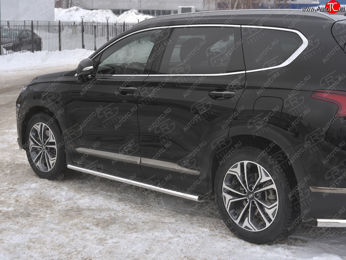 31 649 р. Пороги из трубы 120х60 овал с проступью Russtal Hyundai Santa Fe TM дорестайлинг (2018-2021)  с доставкой в г. Екатеринбург