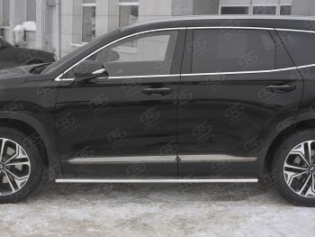 20 999 р. Пороги из труб 75х42 с проступью Russtal Hyundai Santa Fe TM дорестайлинг (2018-2021)  с доставкой в г. Екатеринбург. Увеличить фотографию 3