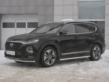 15 499 р. Защита переднего бампера (Ø42 мм, нержавейка) SLITKOFF Hyundai Santa Fe TM дорестайлинг (2018-2021)  с доставкой в г. Екатеринбург. Увеличить фотографию 2