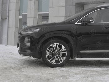 15 499 р. Защита переднего бампера (Ø42 мм, нержавейка) SLITKOFF Hyundai Santa Fe TM дорестайлинг (2018-2021)  с доставкой в г. Екатеринбург. Увеличить фотографию 3