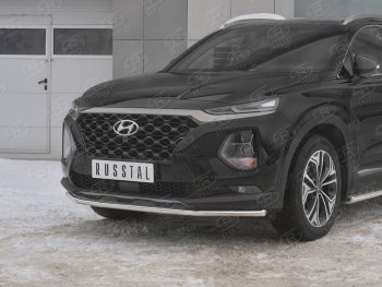 15 499 р. Защита переднего бампера (Ø42 мм, нержавейка) SLITKOFF Hyundai Santa Fe TM дорестайлинг (2018-2021)  с доставкой в г. Екатеринбург. Увеличить фотографию 4