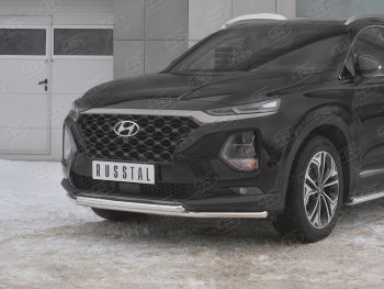 19 299 р. Защита переднего бампера из труб d42 SLITKOFF Hyundai Santa Fe TM дорестайлинг (2018-2021)  с доставкой в г. Екатеринбург. Увеличить фотографию 3