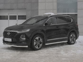 16 699 р. Защита переднего бампера (Ø63 мм, нержавейка) SLITKOFF Hyundai Santa Fe TM дорестайлинг (2018-2021)  с доставкой в г. Екатеринбург. Увеличить фотографию 2