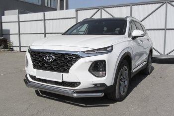 Защита переднего бампера Slitkoff (двойная, d57/42) Hyundai (Хюндаи) Santa Fe (Санта)  TM (2018-2021) TM дорестайлинг