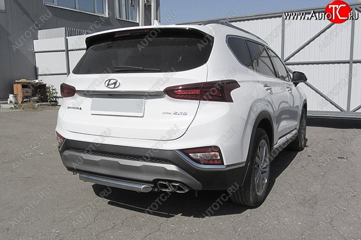 11 899 р. Защита заднего бампера Slitkoff (d57 мм)  Hyundai Santa Fe  TM (2018-2021) дорестайлинг (Нержавейка, Полированная)  с доставкой в г. Екатеринбург