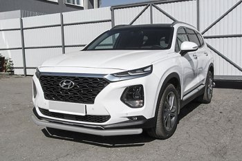 Защита переднего бампера Slitkoff (d57 мм) Hyundai Santa Fe TM дорестайлинг (2018-2021) ()