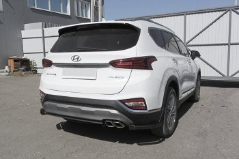 Защита заднего бампера Slitkoff (уголки, d57 мм) Hyundai Santa Fe TM дорестайлинг (2018-2021)  (Сталь с полимерным покрытием. Цвет: чёрный)