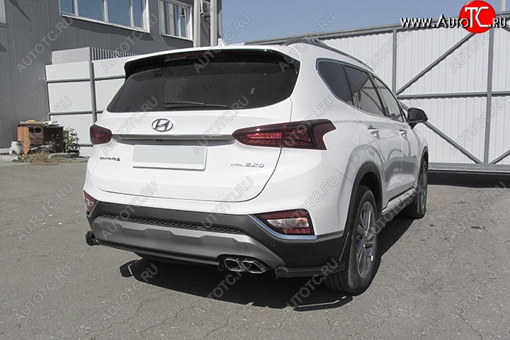 9 549 р. Защита заднего бампера Slitkoff (уголки, d57 мм) Hyundai Santa Fe TM дорестайлинг (2018-2021) (Сталь с полимерным покрытием. Цвет: чёрный)  с доставкой в г. Екатеринбург